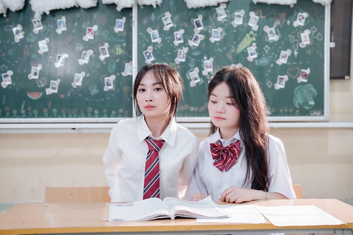 Students studying together in a classroom